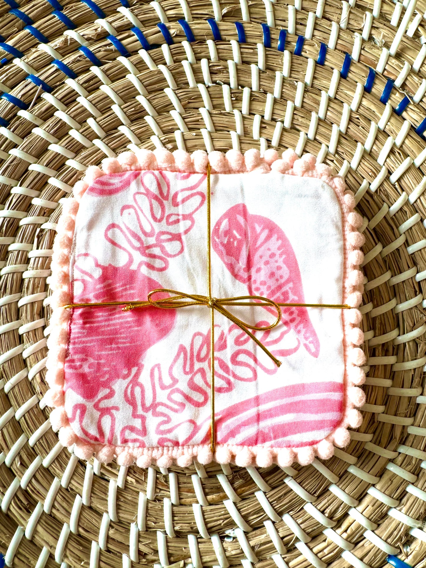 Pinky Shells Coasters - Pink Poms