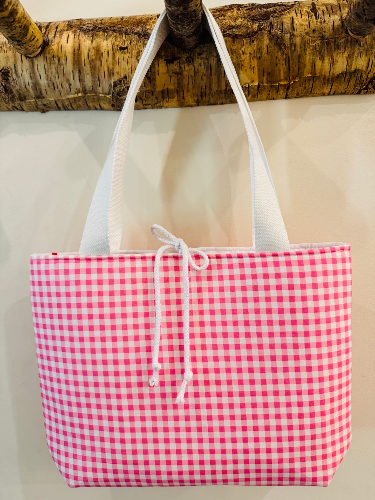 Pink Gingham Tote