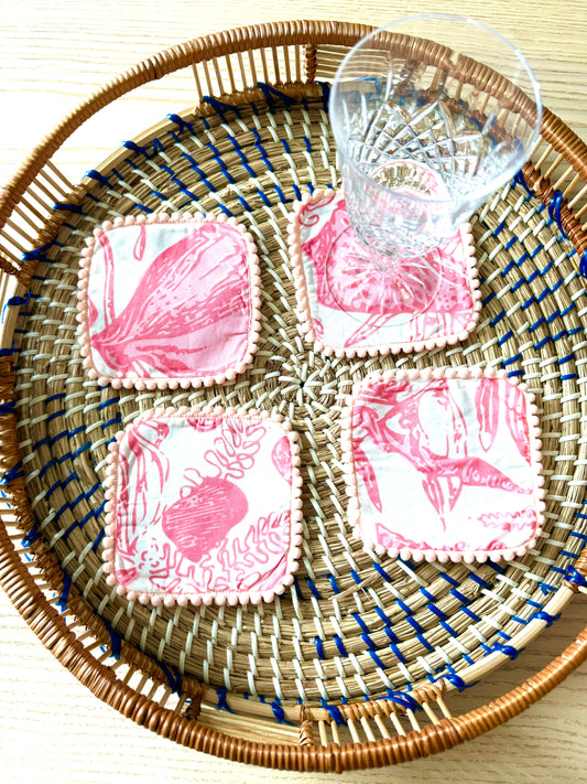 Pinky Shells Coasters - Pink Poms