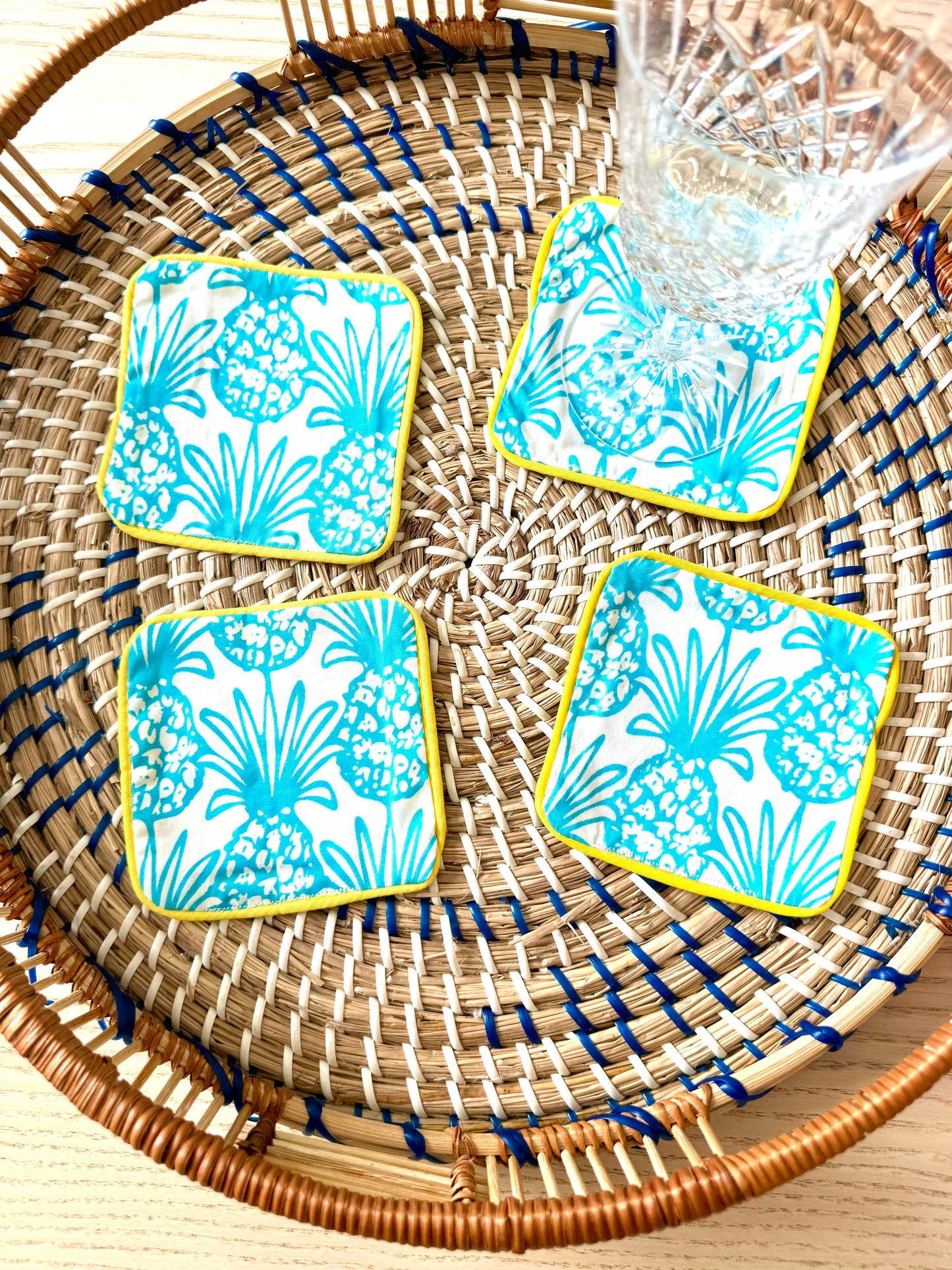 Pineapple Daze Coasters - Yellow Piping