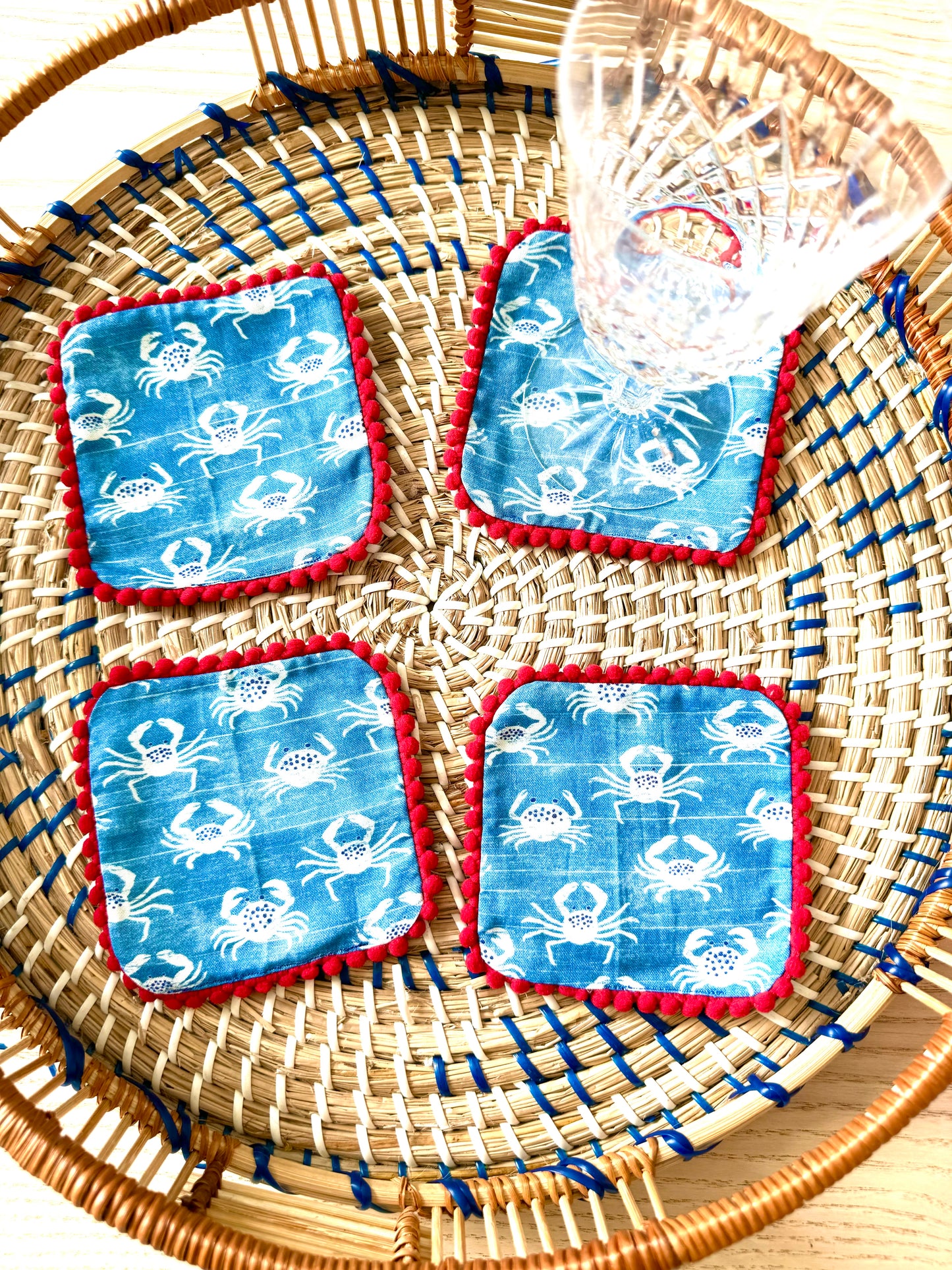 Island Crabs Coasters - Red Poms