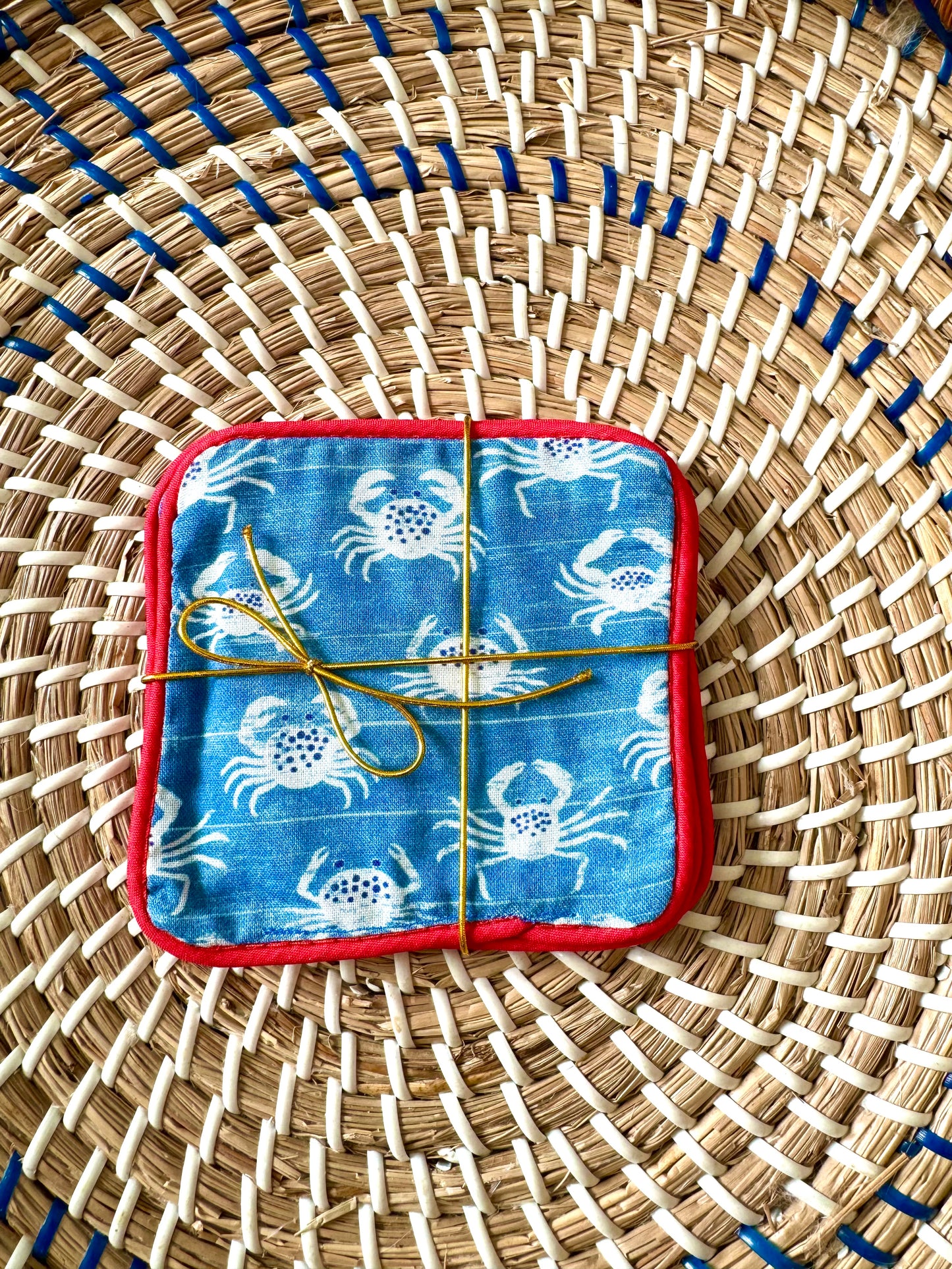 Island Crabs Coasters - Red Piping