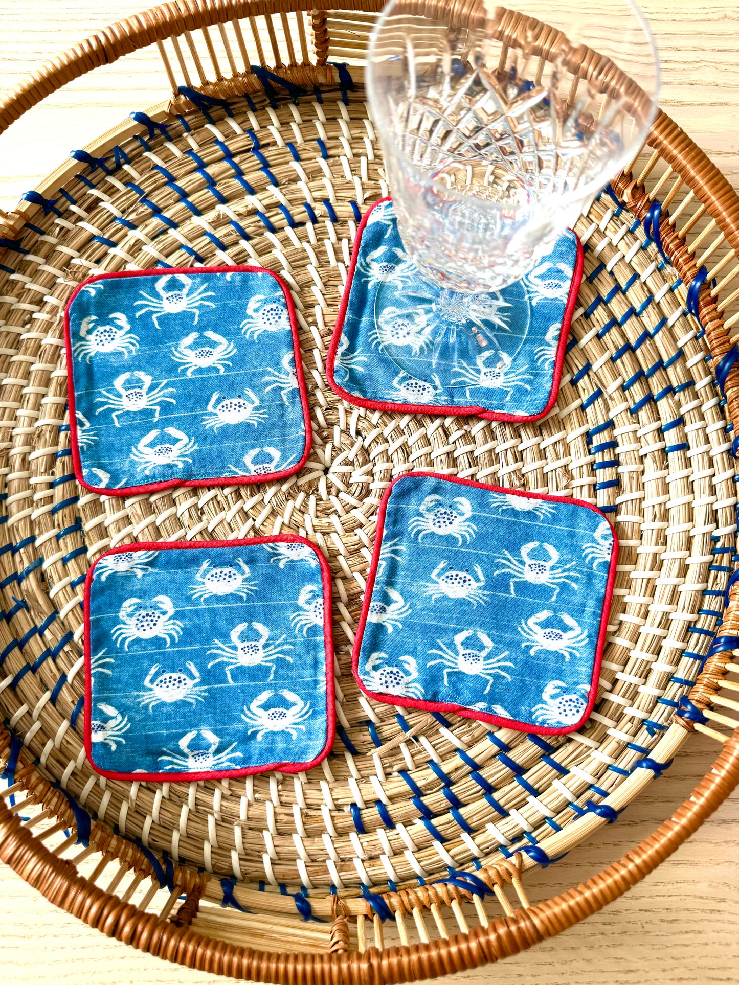 Island Crabs Coasters - Red Piping