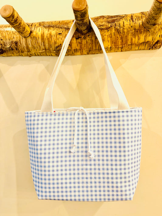 Blue Gingham Tote Bag