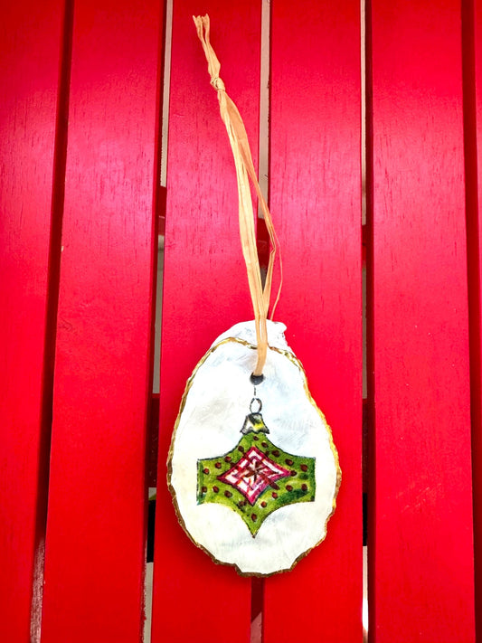 Green and Red Boxy Oyster Ornament