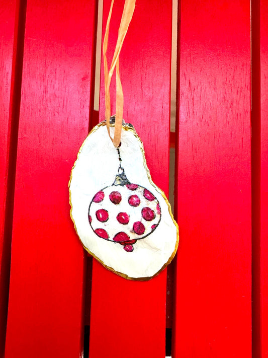 Red Polka Oyster Ornament