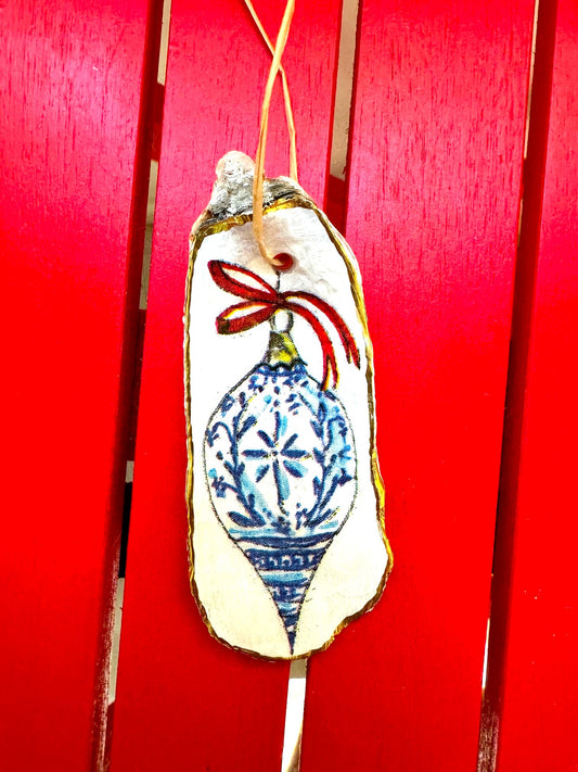 Blue China Oyster Ornament