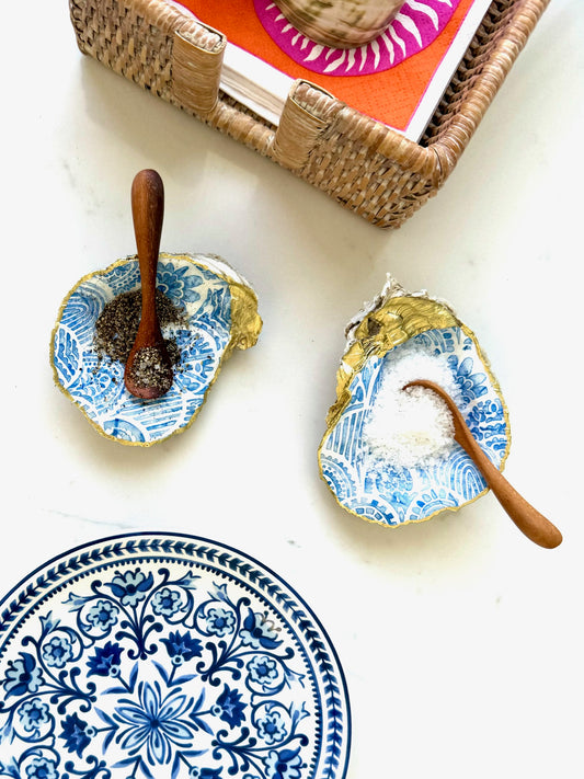 Boho Pattern Salt & Pepper Oyster Dishes