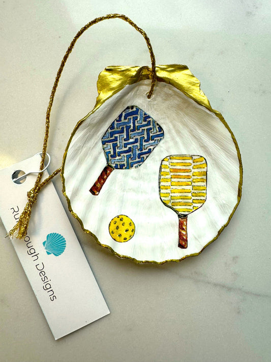 Blue & Yellow Pickleball Paddles Ornament