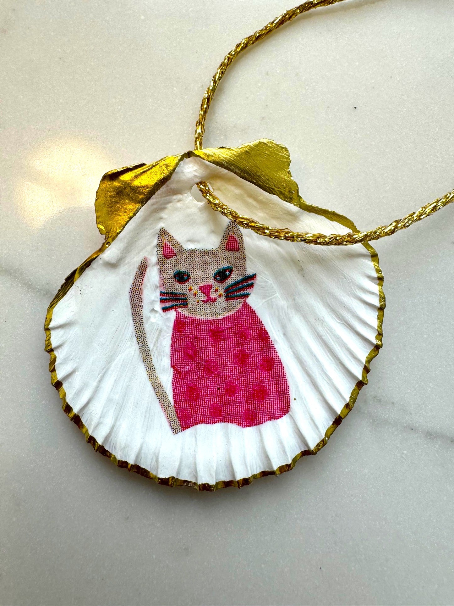 Cat with Red Dot Sweater Ornament