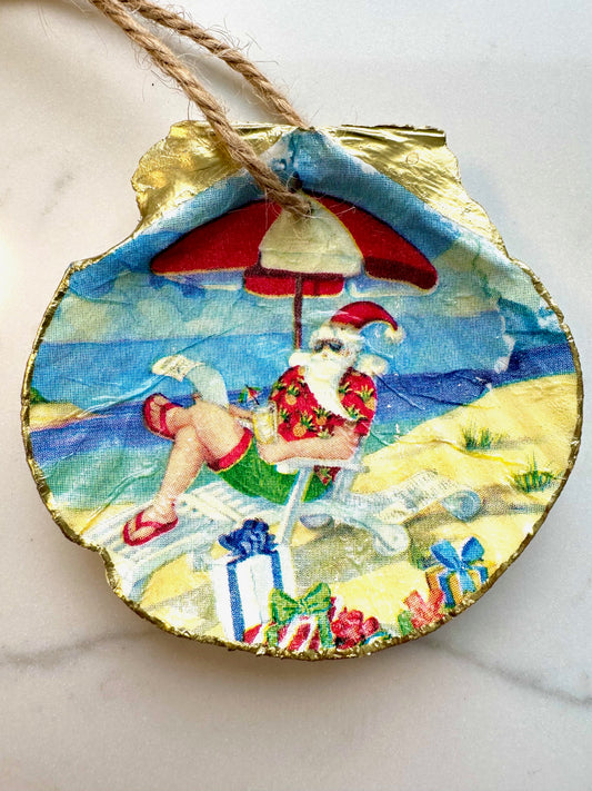 Beach Santa Ornament