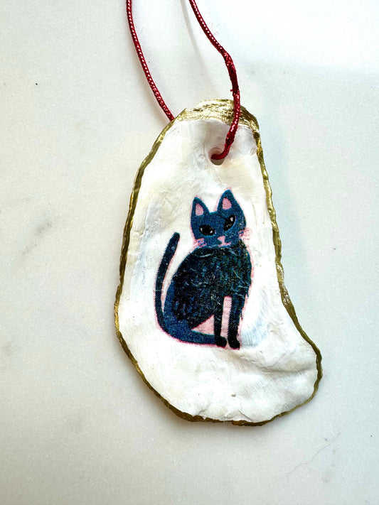 Black Cat Oyster Ornament